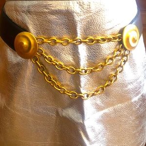 Robert Lee Morris Gold and Brown Leather Belt